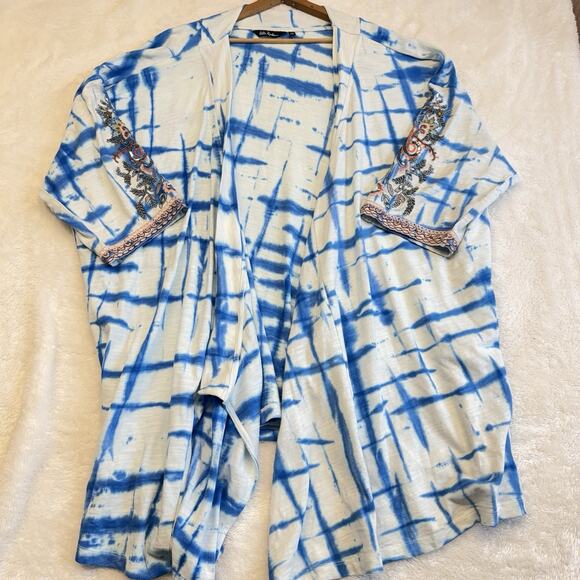 Ulla Popken Women's Plus Size II Kimono Sweat Jacket Tie Dye Open A Line - Picture 3 of 13